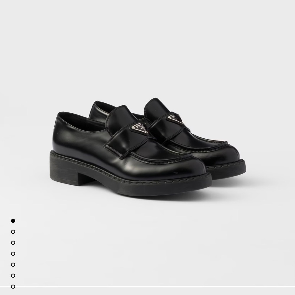 Prada black leather loafers